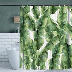 Dušas aizkari 180 x 200 cm Green Leaves pretpelējuma ūdensizturīgi dušas aizkari ar cilpām (12 gredzeni bez maksas)