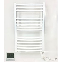 Greened House Milano Elektrischer Handtuchhalter, gebogen, 500 mm x 800 mm (B x A), Weiß