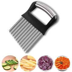 Kartoffelschneider Knisterschneider Wellige Klinge Chip Cutter Gemüseschneider Edelstahl Kartoffelschneider Slicer für Waffelfries Kartoffel Tomate Karotte Gurke für Salat Obst