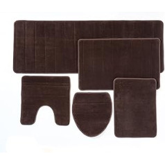 5 Pack Brown Memory Foam Bathroom Rug with Non-Slip Backing