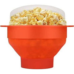 Flexzion Microwave Popcorn Bowl Silicone Popcorn Maker with Lid, Foldable, Food Grade Safety Storage Container for Party, Children & Adults, Home & Kitchen, Orange