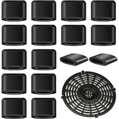 16 Pcs Air Fryer Rubber Bumpers Air Fryer Replacement Parts Air Fryer Tray Rubber Feet Accessories Rubber Non-Scratch Protective Covers Tip Silicone Pieces for Air Fryer Grill Pan (Black)