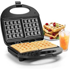 Aigostar Non-Stick Waffle Iron, Waffle Maker for 2 Belgian Waffles, Deep Shape, Automatic Temperature Control, Cool Touch Handle, Non-Slip Feet, 750W, Stainless Steel, BPA Free