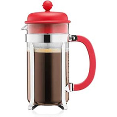 BODUM 1 Litre 34 oz 1-Piece 8-Cup Stainless Steel Frame Caffettiera Coffee Maker, Red
