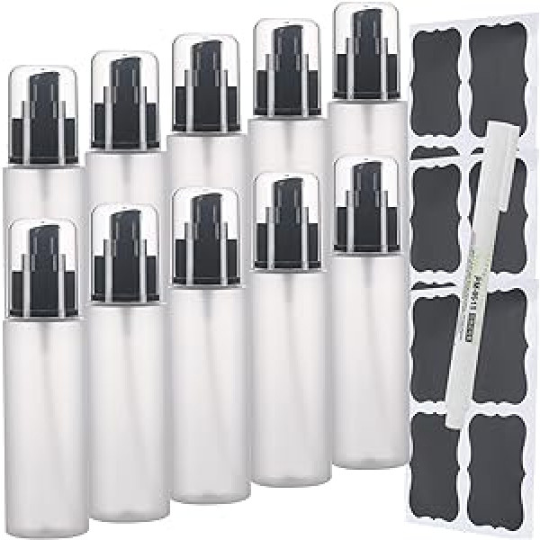 Sookdeo mini dozators (10x100 ml) šampūnam, kondicionierim, ziepēm, losjonam, grimam un ēteriskajām eļļām. Pārnēsājams atkārtoti uzpildāms ar sūkni un vāku, ideāli piemērots ceļojumiem un darbam