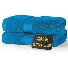 ALSAP Blue Lagoon Towels 2 Pack - Ultra Soft Super Absorbent 700gsm Egyptian Cotton Towels - Bathroom Bedding Sets - Luxury Hotel Quality Cotton Towels Set Practical