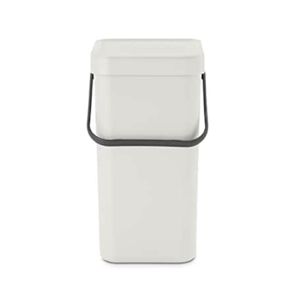 Brabantia - Sort & Go Abfallbehälter 12L - Mittelgroßer Recyclingbehälter - Tragegriff - Pflegeleicht - Auch für die Wandmontage Geeignet - Küchenmülleimer - Gaiši pelēks - 20 x 25 x 35 cm