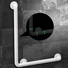 Grab Rail for Seniors, Bath Handle, Stainless Steel Shower Handle, Non-Slip Safety Handle with Luminous Function, 60 x 40 cm Handle Bars, Holds up to 200 kg for Toilet, Bathtub, Colonnade