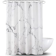 Alumuk Fabric Shower Curtain Waterproof Shower Curtain with Reinforced Hem Washable Textile Shower Curtain Various Sizes Polyester Marble, 120 x 180 cm