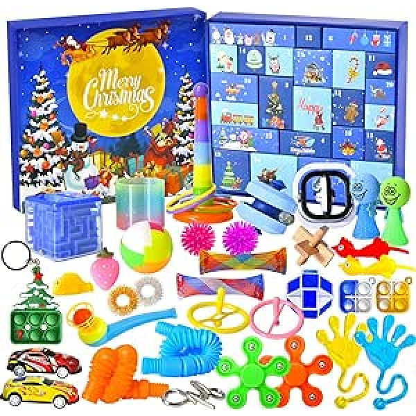 Adventes kalendārs 2023. gadam bērniem — 24 dienu Ziemassvētku atpakaļskaitīšanas kalendārs ar jautrām rotaļlietām — bērnu Adventes kalendārs zēniem, meitenēm, pusaudžiem, Ziemassvētku dāvanas bērniem