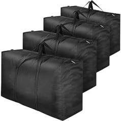 4 Pack 110L liels apģērbu uzglabāšanas maisiņš, 600D Oxford Fabric Strong Glabāšanas kaste zem gultas ar vāku segai, segām, veļai