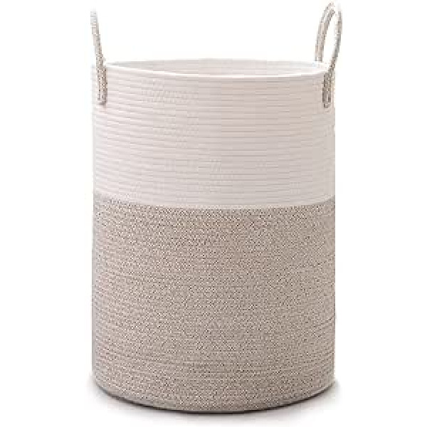 Laundry Basket Large XXL Foldable with Handle, 60 L Laundry Hamper Made of Cotton Rope Braided Laundry Baskets for Laundry Room, Children's Room, Bathroom, Living Room and Bedroom Storage Basket