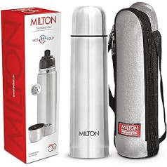 Milton Thermosteel Flip Lid 500, dubultsienu vakuumizolēts 500 ml | 16 unces | 24 stundu karstā un aukstā ūdens pudele ar vāku, nerūsējošais tērauds, bez BPA, pārtikas kvalitātes, noplūdes necaurlaidīgs | Sudrabs