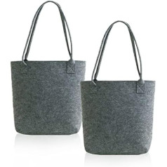 Kraeoke 2 x felt bags, felt shopping bag, large capacity felt shopper for shopper, travel, work