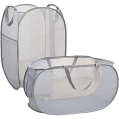 2 Pack Pop Up Laundry Baskets Large Foldable Mesh Laundry Basket Applicable for Storage Clothes and Small Items