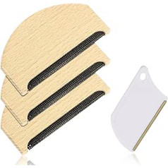 3 Pieces Wooden Cashmere Comb with 1 Piece Plastic Sweater Comb Portable Hair Ball Remover Fabric Cleaning Brush for Fine Wool Clothes Knitwear