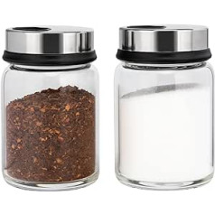 aiface Pack of 2 Spice Jars with Twist Lids, Borosilicate Glass Spice Jars 150ml, Spice Shaker with 4 Types of Spice Holes for Spices or Herbs in the Kitchen or Outdoor BBQ