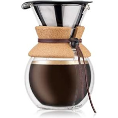 Bodum Pour Over Kaffeebereiter mit permanentfilter, Glas, Beige, 16.2 x 14.9 x 22.2 cm