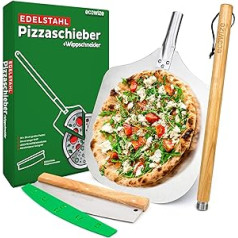 Ecowize Pizza Peel — profesionāla picas lāpsta, kas izgatavota no augstas kvalitātes nerūsējošā tērauda — picas lāpsta XXL ar izturīgu rokturi un izturīgu diegu – picas lāpsta nerūsējošais tērauds, īpaši liela