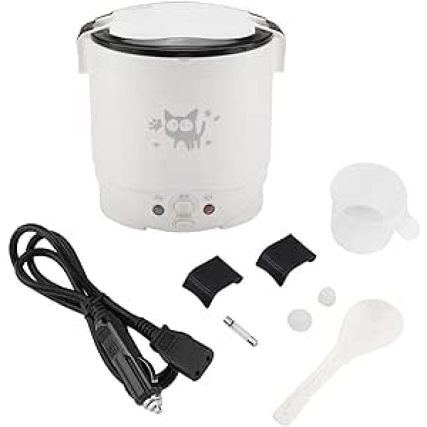 Electric Lunch Box Portable Keep Warm Multifunctional Rice Cooker Steamer for Cars 12 V 100 W 1 L White