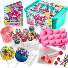 GirlZone Cake Pop Craze Kit, 80-Piece Fun Baking Set for Children from 10-12 with Delicious Cake on Stick Recipes & Baking Accessories, Gifts for Children & Christmas Cake Pop Set