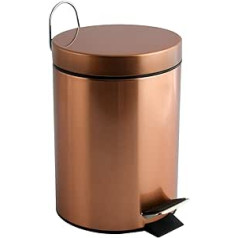 MSV Hans Cosmetic Bin Pedal Bin - 3 Litres - with Removable Inner Bucket - Copper