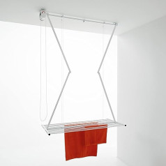 Foxydry Mini Vertical Clothes Airer salokāms alumīnija un tērauda griestu statīvs, balts, 120