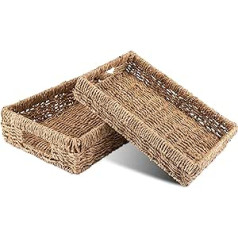 Decorasian Woven Seagrass Rectangular Storage Basket / Tray
