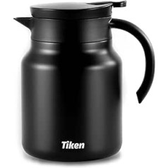 Tiken 1 L Thermos Flask Made of Double-Walled Stainless Steel Insulated Coffee Pot with Quick Tip Closure