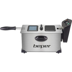 BEPER BC.353 Electric Fryer 3.5 L Steel 2000 W Temperature up to 190 °C Steel Container and Filter Against Rowing Odour for Easy Cleaning Black