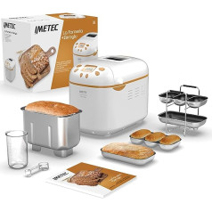 Imetec La Forneria Bread Ciabattas Bread Maker Pizza and Cake with Natural Flour Types 20 Programmes 2 Mixing Scoops Controlled Rising Temperature Recipe Book