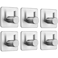 Adhesive Hooks Heavy Duty Wall Hooks Waterproof on Hooks Wall Hanger Waterproof Stainless Steel Adhesive Hooks for Hanging Bathroom Kitchen Home No Drilling Glue Required (4)