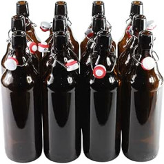 Bierflaschen mit Bügelverschluss, braunes Glas, 12 Stück, stikls, 1000 ml