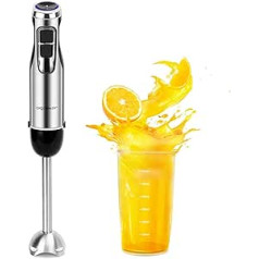 Aigostar Mixmaster Hand Blender, 1000 Watt, Purée Stick with 6 Speeds, Hand Blender Stainless Steel Test Winner, Removable Stainless Steel Mixing Base, Turbo Function, 600 ml Measuring Cup,