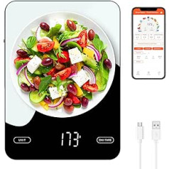 Brifit digitālie virtuves svari 10 kg/1 g, viedie virtuves svari ar kaloriju skaitītāja uztura kalkulatora lietotni, izlaidums 1 g, digitālie bezvadu virtuves svari, LED displejs un taras funkcija