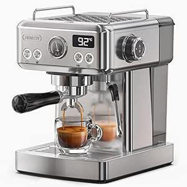 Programmējams espresso automāts HIBREW, H10A, 19 bāru ekstrakcijas spiediens, matēts nerūsējošais tērauds, regulējama temperatūra un glāzes tilpums, tvaika caurule piena putotājam