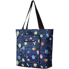 Millya Creative Waterproof Foldable Large Shopping Bag with Side Pocket (Colorful Balloon)