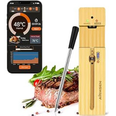 AIRMSEN gaļas termometrs bezvadu Bluetooth grila termometrs ar IPX7, digitālais gaļas termometrs cepeškrāsnim, virtuvei, BBQ, smēķētājam, pannai un cepšanai, ideāls gaļas baudījums, izmantojot lietotni