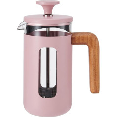 La Cafetière Pisa Cafetiere, 3 tases/350 ml, karstumizturīgs borosilikāta stikls un nerūsējošais tērauds ar satveramu virzuli, mazs franču preses kafijas automāts beramajai tējai un maltai kafijai, rozā