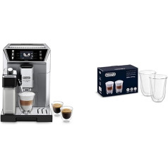 De'Longhi PrimaDonna Class ECAM 550.85.MS pilnībā automātisks kafijas automāts ar LatteCrema piena sistēmu un DLSC312 dubultsienu termisko stiklu Latte Macchiato, caurspīdīgs, 330 ml, iepakojums pa 2 (1 iepakojumā)