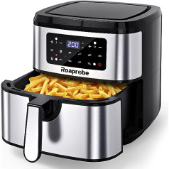 Roaprobe Smart Air Fryer, liela ietilpība 7,5 litri, 9 iepriekš iestatītas funkcijas, LED skārienekrāna displejs, 360 grādu karsts gaiss ātrai sildīšanai un ēdiena gatavošanai, ģimenei un ballītēm