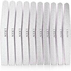 Nyk1 Professional Nail Files - (Pack of 10) Strong, High Quality Nail Files 100, 180 Grit Nail File Set for Natural Acrylic Nails