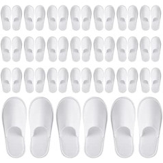 24 Pairs of White Hotel Slippers, Disposable Slippers, Guest Slippers, Closed, Non-Slip, Unisex, for Hotel, Spa, Home, Guests, Shoe Size 42 to 43