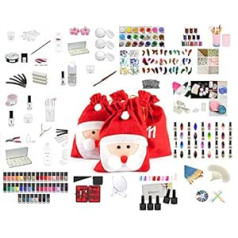 New Nail Art Acrylic Advent Calendar Filled with Acrylic Powder + Liquid, Various Nail Art and Accessories, Santa Claus, 24 Doors for Every Day, Calendar Christmas