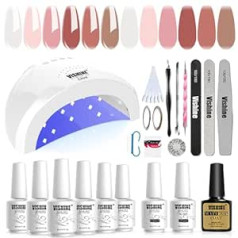 Vishine SUNOne 48 W LED UV Lamp Complete Set Nail Polish Semi-Permanent Nail Dryer 6 Colours Gel Top Base Coat Matte Top Coat Manicure Set Accessories Nail Art Set C063