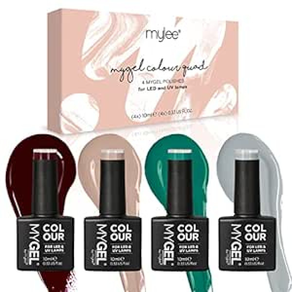 Mylee MyGel by MYLEE Autumn Winter gēla nagu lakas komplekts 4 x 10 ml UV/LED nagu mākslas manikīrs pedikīrs profesionālai lietošanai viesistabā un mājās - izturīgs un viegli lietojams