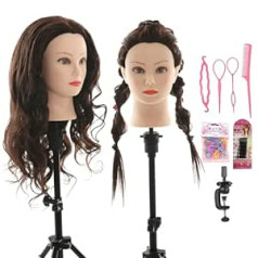 ‎Anstar Hairdressing Head 60% Real Hair Practice Head Hairdresser 26 Inch Training Head Doll Head Hairdresser Head with Holder + DIY Hair Set