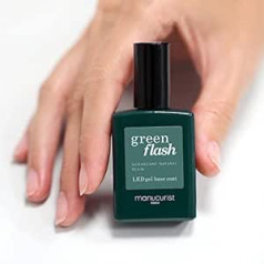 Manucurist Base Coat Green Flash - daļēji pastāvīga nagu lakas bāze - 12 bez maksas - 84% bioloģiskas sastāvdaļas - 15 ml pudele