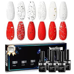 Beautilux Beautiful Luxurious Beautilux 6 Colors Eggshell Glitter Gel Top Coat Set, верхнее покрытие для ногтей, маникюрный набор, 6 шт., 10 мл (матовый узор)