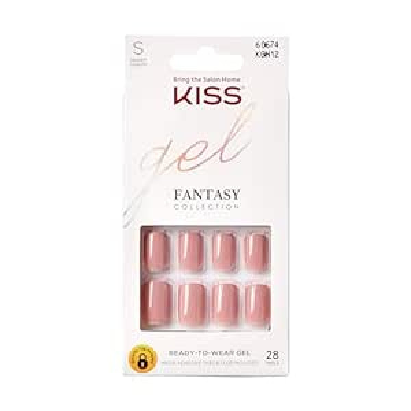 Kiss Маникюрный набор для ногтей KISS Gel Fantasy Collection, ленты, короткие квадратные накладные ногти, 28 накладных ногтей, клей для ногтей, пилочка для 